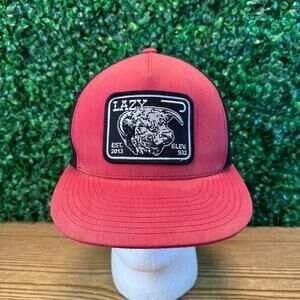 Lazy J Ranch Red & Black Elevation Classic Five Panel Trucker Hat Cowboy